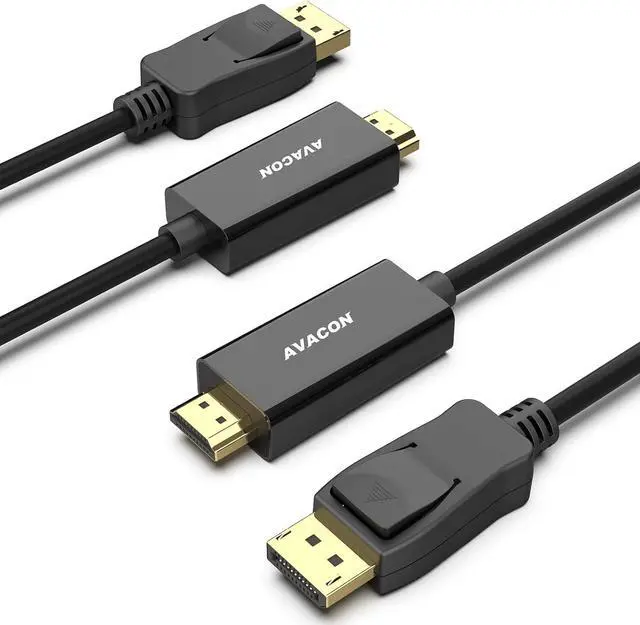 Main image of FOR DisplayPort to HDMI 6 Feet Gold-Plated Cable 2 Pack Display Port to HDMI Adapter Male to Male Black