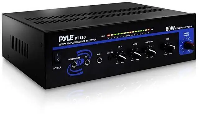 Main image of FOR Compact Public Address Mono Amplifier Professional 50W Mini Home Power Audio Sound PA Speaker Receiver System w RCA Headphone 2 Microphone Inputs Independent Volume Control  PT110