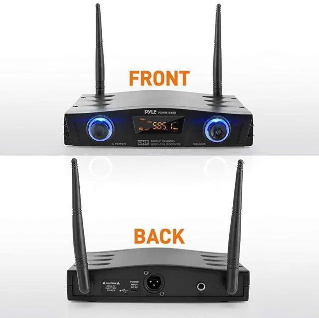 Alt view image 3 of 7 - FOR-Compact UHF Wireless Microphone System Pro Portable 1 Channel Desktop Digital Mic Receiver Set w BeltPack Transmitter Receiver Headset and Lavalier Mics XLR For Home PA PDWM1988BBlack