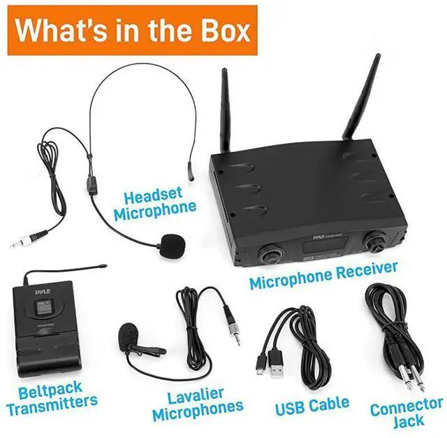 Alt view image 7 of 7 - FOR-Compact UHF Wireless Microphone System Pro Portable 1 Channel Desktop Digital Mic Receiver Set w BeltPack Transmitter Receiver Headset and Lavalier Mics XLR For Home PA PDWM1988BBlack