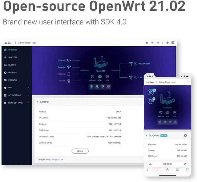 Alt view image 4 of 6 - FOR GL-A1300 (Slate Plus) Wireless VPN Encrypted Travel RouterC Easy to Setup Connect to Hotel WiFi & Captive Portal Phone Tethering Range Extender Access Point Pocket-Sized Open Source NAS