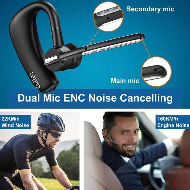 Alt view image 3 of 7 - FOR Bluetooth Headset for iPhone Android Cell Phone Bluetooth Earpiece V5.0 with CVC8.0 Dual Mic Noise Cancelling & Mute/Volume Buttons Hands-Free Wireless Headset for Trucker Business Office