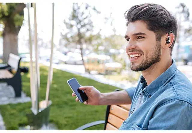 Alt view image 7 of 7 - FOR-Bluetooth Headset 50 HighFidelity Audio Wireless Bluetooth Earpiece Hands Free Business Earphones with Noise Reduction micCompatible iPhoneAndroid Cell Phones Other Bluetoothenabled Device