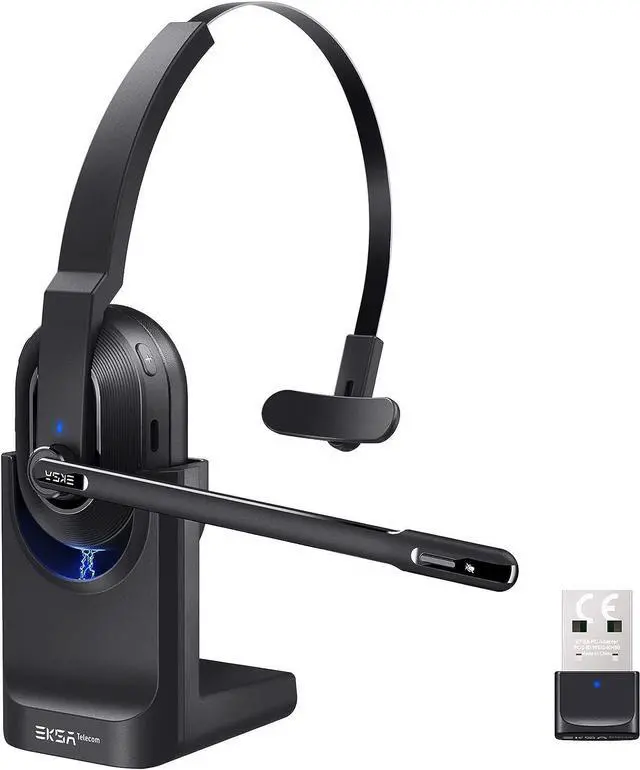 Main image of FOR-Bluetooth Headset Wireless Headsets with AI-Powered Environmental Noise Cancelling Microphone(ENC) Fast Charging Base 45Hrs Bluetooth Headphones with Mute & USB Dongle for PC/Trucker/Work/Phone