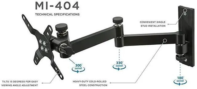 Alt view image 5 of 7 - FOR Full Motion Computer Monitor Wall Mount Articulating Arm Fits Single Monitor Screens 19 20 215 22 24 27 30 Inches VESA 75 and 100 Compatible 33 lb Capacity Black