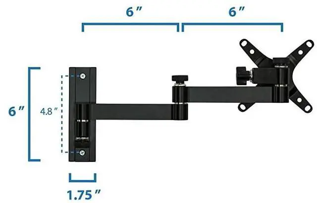 Alt view image 7 of 7 - FOR Full Motion Computer Monitor Wall Mount Articulating Arm Fits Single Monitor Screens 19 20 215 22 24 27 30 Inches VESA 75 and 100 Compatible 33 lb Capacity Black