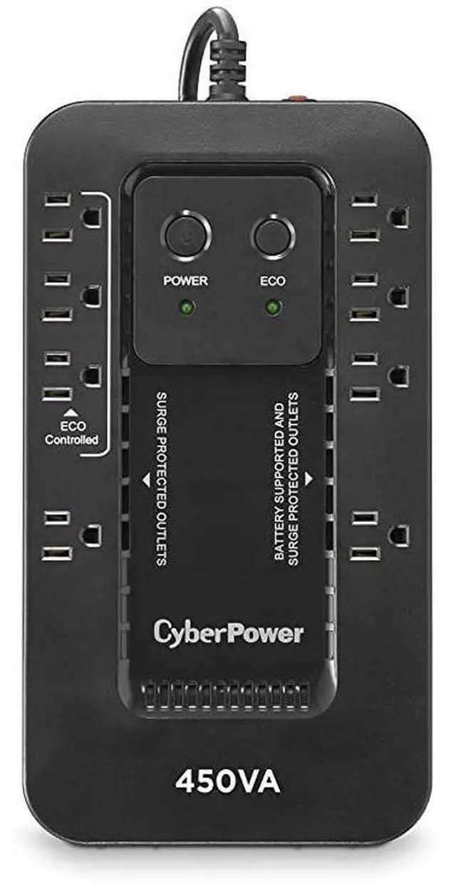 Alt view image 2 of 7 - FOR EC450G Ecologic Battery Backup Surge Protector UPS System 450VA260W 8 Outlets ECO Mode Compact Uninterruptible Power Supply