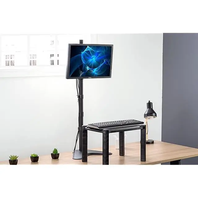 Alt view image 4 of 5 - Extra Tall Single LCD Computer Monitor Free-Standing Adjustable Desk Stand for 1 Screen up to 27 inch, STAND-V011H