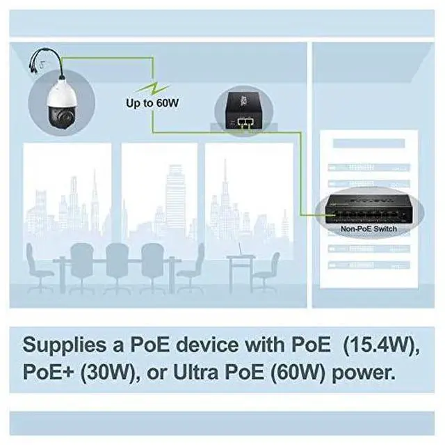 Alt view image 3 of 7 - for Gigabit Ultra PoE+ Injector, Supplies PoE (15.4W), PoE+(30W) Or Ultra PoE(60W), Network A PoE Device Up To 100m(328 ft), Supports IEEE 802.3af,802.at,Ultra PoE, Plug & Play, Black, TPE-117GI