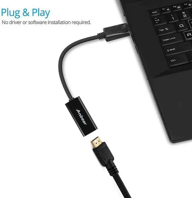 Alt view image 5 of 7 - Display Port to HDMI Adapter Displayport to HDMI Cable(Male to Female) for DisplayPort Enabled Desktops and Laptops Connect to HDMI Displays (1PACK)