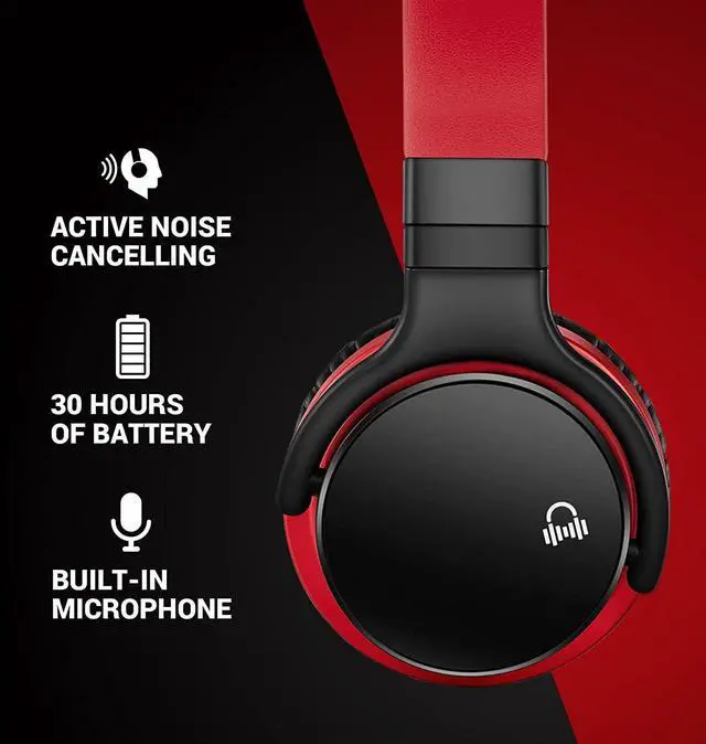 Alt view image 2 of 7 - forE7 Active Noise Cancelling Headphones Bluetooth Headphones Wireless Headphones Over Ear with Microphone Deep Bass Comfortable Protein Earpads 30 Hours Playtime for Travel/Work Black
