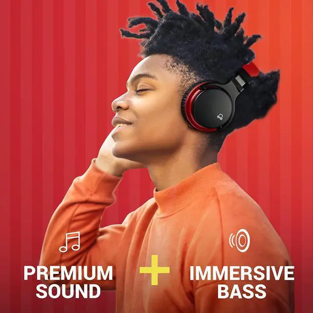 Alt view image 4 of 7 - forE7 Active Noise Cancelling Headphones Bluetooth Headphones Wireless Headphones Over Ear with Microphone Deep Bass Comfortable Protein Earpads 30 Hours Playtime for Travel/Work Black