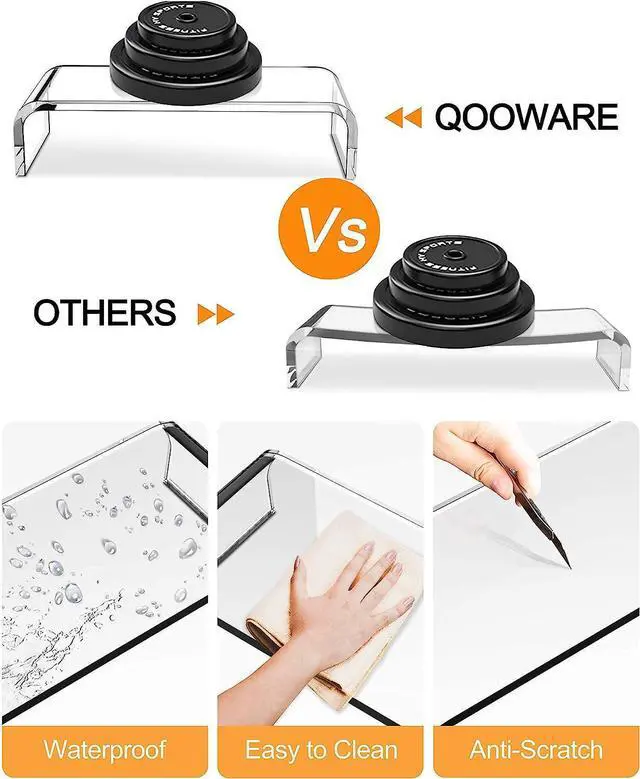 Alt view image 2 of 7 - FOR Clear Monitor Riser Acrylic Computer Stand - HD Sturdy 50LB Max - Promotes Pain Relief Posture & Free Up Cluttered Space with TV Laptop & PC Computer & Desk Storage Organizer Stand Riser