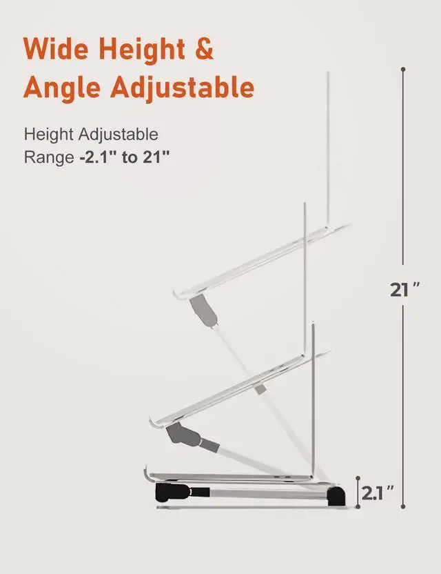 Alt view image 5 of 7 - Ergonomic Laptop Stand for Desk Sit to Stand Laptop Riser Adjustable Height up to 21 Standing Computer Stand Promote Healthy Posture Compatible with MacBook Air Pro All Laptops 10-17-Silver