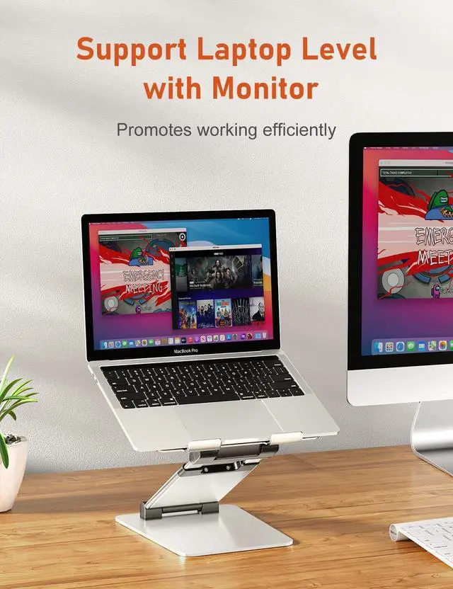 Alt view image 6 of 7 - Ergonomic Laptop Stand for Desk Sit to Stand Laptop Riser Adjustable Height up to 21 Standing Computer Stand Promote Healthy Posture Compatible with MacBook Air Pro All Laptops 10-17-Silver
