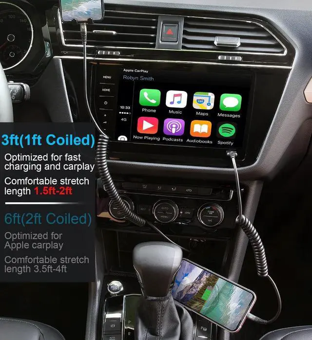 Alt view image 3 of 7 - FOR Coiled Lightning Cable iPhone Charger Cable 3FT for Car 2 Pack [Apple MFi Certified] 3 Feet Lightning Cord Compatible with iPhone14/13/12/11 Pro Max/XS MAX/XR/XS/X/8/7/Plus/6S iPad/iPod- Black