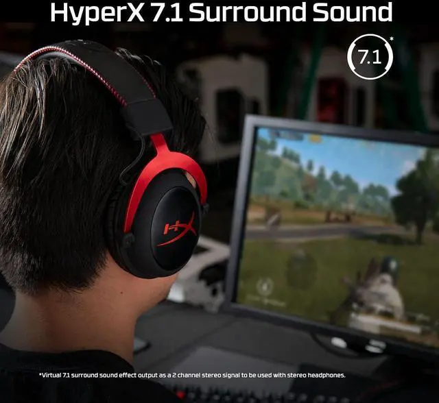 Alt view image 2 of 7 - FOR Cloud II - Gaming Headset 7.1 Surround Sound Memory Foam Ear Pads Durable Aluminum Frame Detachable Microphone Works with PC PS5 PS4 Xbox Series X|S Xbox One C Red