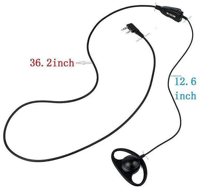Alt view image 2 of 7 - forCase of 10 Walkie Talkies Earpiece with Mic 2 Pin DType Headset for Baofeng UV5R BF888S  H777 RT22 RT27 RT5R Kenwood 2 Way Radios