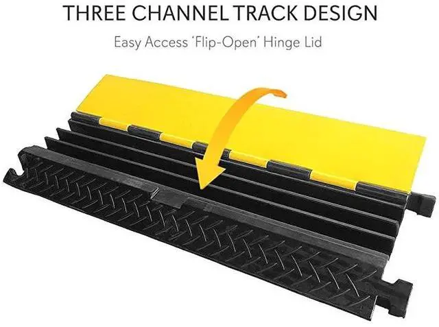 Alt view image 2 of 7 - Durable Ramp Supports 33000lbs Three Channel Heavy Duty Cord Protection wFlipOpen Top Cover 354 x 136 x 196 Cable Concealer for Indoor Outdoor Use PCBLCO105