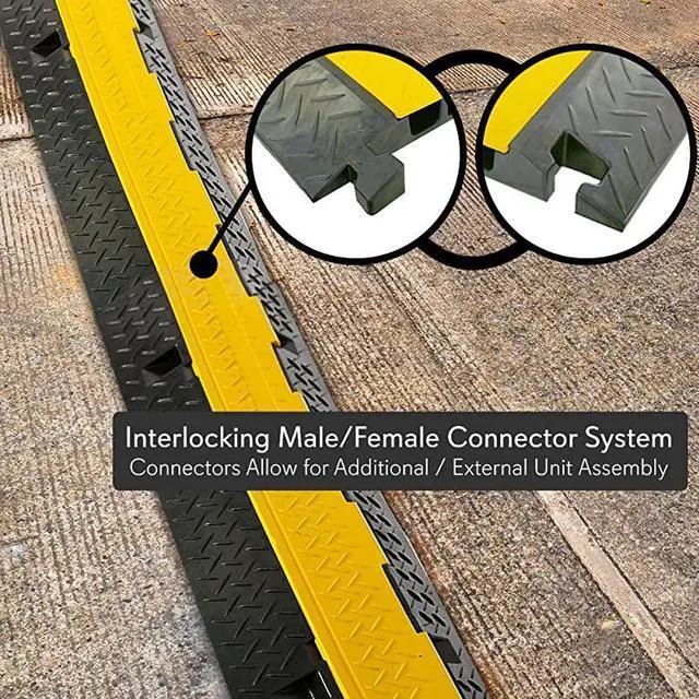 Alt view image 5 of 7 - Durable Ramp Supports 33000lbs Three Channel Heavy Duty Cord Protection wFlipOpen Top Cover 354 x 136 x 196 Cable Concealer for Indoor Outdoor Use PCBLCO105