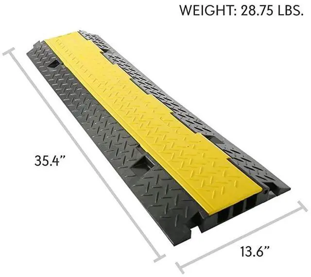 Alt view image 7 of 7 - Durable Ramp Supports 33000lbs Three Channel Heavy Duty Cord Protection wFlipOpen Top Cover 354 x 136 x 196 Cable Concealer for Indoor Outdoor Use PCBLCO105