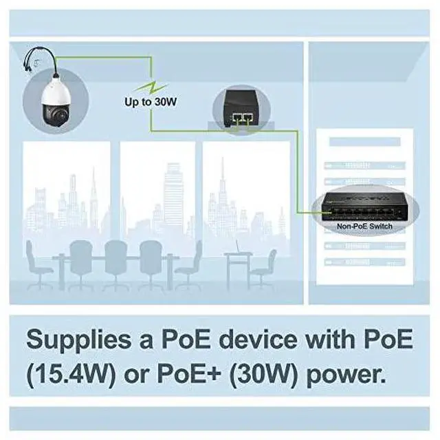 Alt view image 3 of 7 - for Gigabit Power Over Ethernet Plus Injector TPE115GI Converts NonPoe Gigabit to Poe+ or PoE Gigabit Supplies PoE 154W or PoE+ 30W Power Network Distances Up to 100 M 328 ftBlack