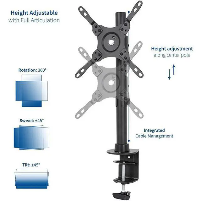 Alt view image 3 of 7 - FOR Black Ultra Wide Screen TV and Monitor Desk Mount Adjustable Height and Tilt Stand for Screens up to 42 inches STANDV101C