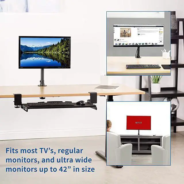Alt view image 6 of 7 - FOR Black Ultra Wide Screen TV and Monitor Desk Mount Adjustable Height and Tilt Stand for Screens up to 42 inches STANDV101C