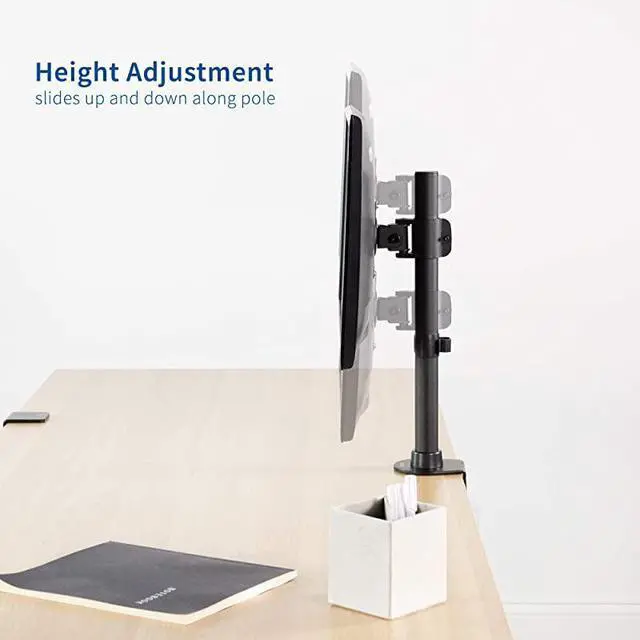 Alt view image 7 of 7 - FOR Black Ultra Wide Screen TV and Monitor Desk Mount Adjustable Height and Tilt Stand for Screens up to 42 inches STANDV101C