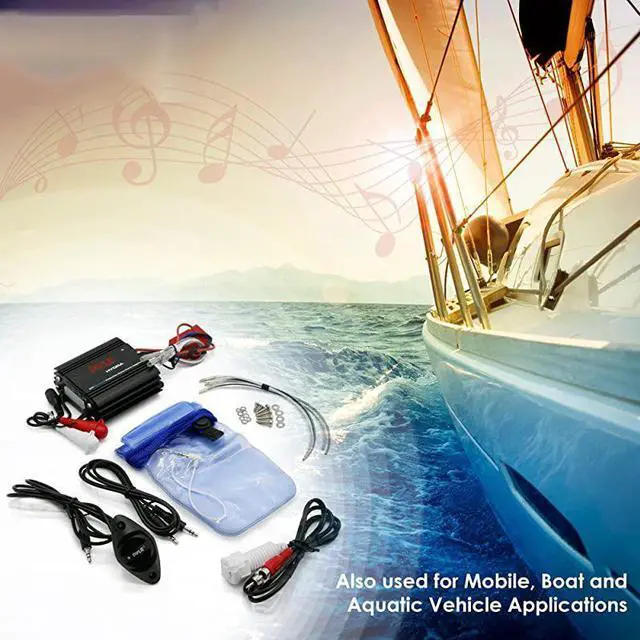 Alt view image 5 of 7 - FOR-Auto 2-Channel Marine Amplifier - 200 Watt RMS 4 OHM Full Range Stereo with Wireless Bluetooth & Powerful Prime Speaker - High Crossover HD Music Audio Multi Channel System PLMRMB2CB, Black