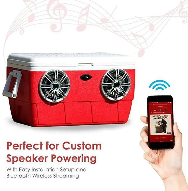 Alt view image 6 of 7 - FOR-Auto 2-Channel Marine Amplifier - 200 Watt RMS 4 OHM Full Range Stereo with Wireless Bluetooth & Powerful Prime Speaker - High Crossover HD Music Audio Multi Channel System PLMRMB2CB, Black