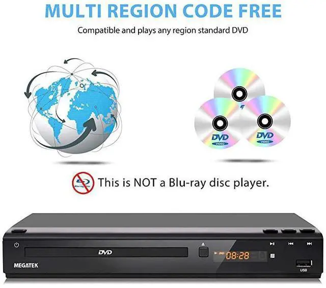 Alt view image 2 of 7 - forDVD Player Compact DVD Player for TV with HDMIAVCoaxial Outputs CD Player for Home MultiRegion RegionFree DVDs DivX MP4 MP3 USB PALNTSC System Metal Case w Remote HDMI Cable