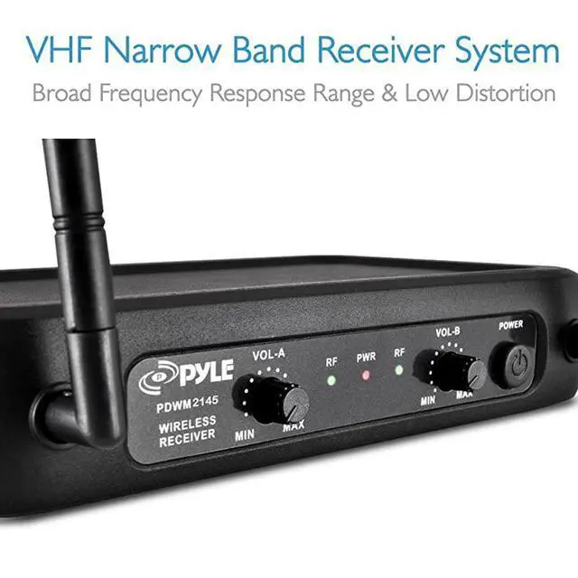 Alt view image 3 of 7 - forDual Channel Wireless Microphone System VHF Fixed Dual Frequency Wireless Mic Receiver Set with 2 Lavalier 2 Headset Mics 2 Transmitter Receiver For PA Karaoke Dj Party PDWM2145