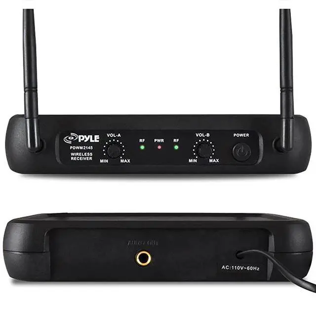 Alt view image 2 of 7 - forDual Channel Wireless Microphone System VHF Fixed Dual Frequency Wireless Mic Receiver Set with 2 Lavalier 2 Headset Mics 2 Transmitter Receiver For PA Karaoke Dj Party PDWM2145