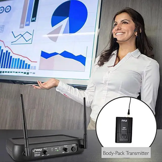 Alt view image 7 of 7 - forDual Channel Wireless Microphone System VHF Fixed Dual Frequency Wireless Mic Receiver Set with 2 Lavalier 2 Headset Mics 2 Transmitter Receiver For PA Karaoke Dj Party PDWM2145