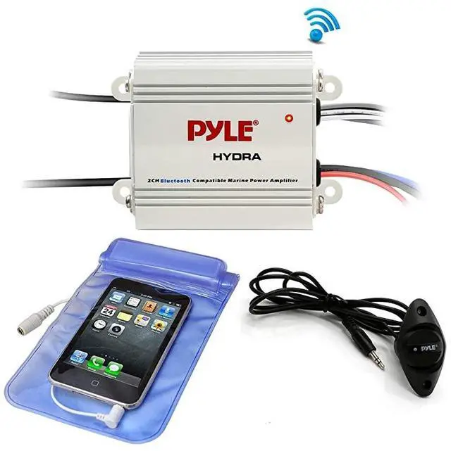 Main image of FOR-Auto 2Channel Bridgeable Marine Amplifier 200 Watt RMS 4 OHM Full Range Stereo with Wireless Bluetooth amp Powerful Prime Speaker High Crossover HD Music Audio MultiChannel SystemPLMRMB2CW