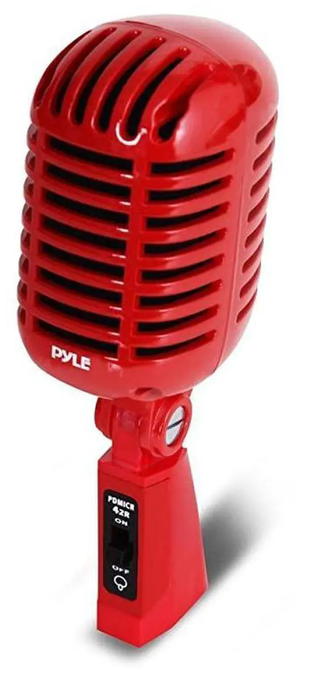 Main image of FOR-Classic Retro Dynamic Vocal Microphone Old Vintage Style Unidirectional Cardioid Mic with XLR Cable Universal Stand Compatible Live Performance In Studio Recording PDMICR42R Red