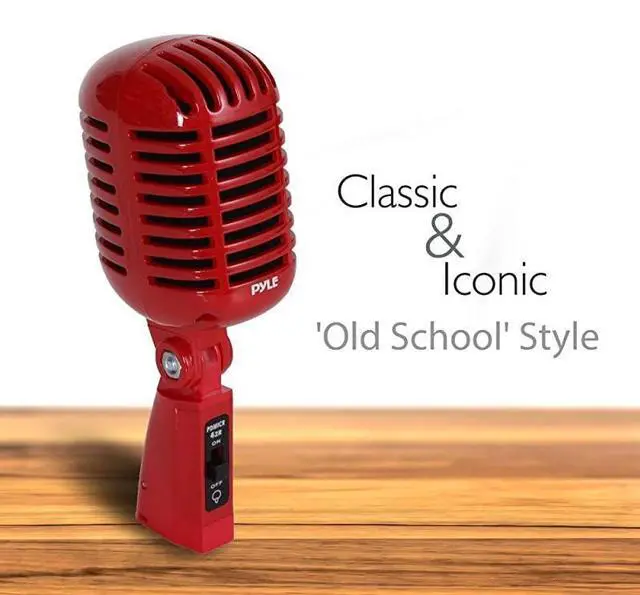 Alt view image 2 of 7 - FOR-Classic Retro Dynamic Vocal Microphone Old Vintage Style Unidirectional Cardioid Mic with XLR Cable Universal Stand Compatible Live Performance In Studio Recording PDMICR42R Red