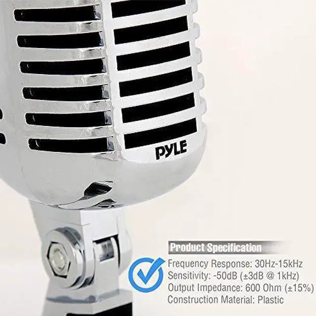 Alt view image 6 of 7 - FOR-Classic Retro Dynamic Vocal Microphone Old Vintage Style Unidirectional Cardioid Mic with XLR Cable Universal Stand Compatible Live Performance In Studio Recording Pro PDMICR42SL Silver