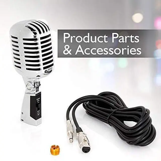 Alt view image 7 of 7 - FOR-Classic Retro Dynamic Vocal Microphone Old Vintage Style Unidirectional Cardioid Mic with XLR Cable Universal Stand Compatible Live Performance In Studio Recording Pro PDMICR42SL Silver