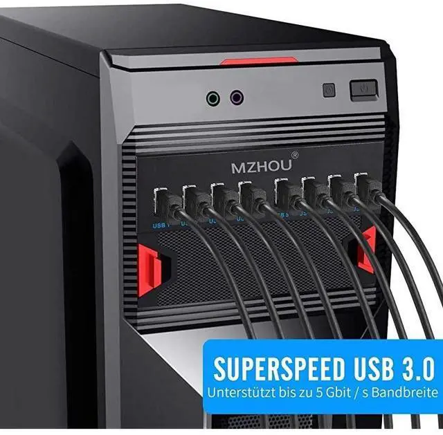 Alt view image 2 of 6 - FOR Front Panel USB 30 Hub 8 Port19 Pin to 8 Port USB 30 Hub for PC USB Flash Drives Transfer Speed up to 5 Gbps Fits Any 525 Computer Case Front Bay