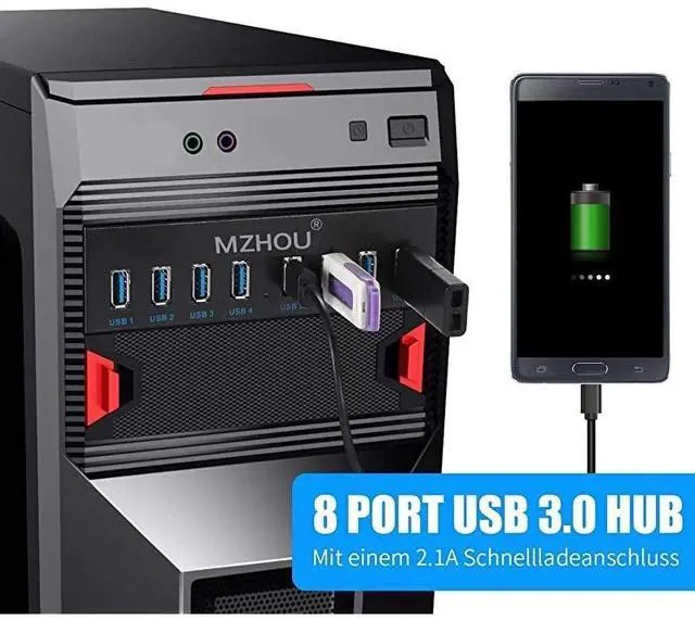 Alt view image 4 of 6 - FOR Front Panel USB 30 Hub 8 Port19 Pin to 8 Port USB 30 Hub for PC USB Flash Drives Transfer Speed up to 5 Gbps Fits Any 525 Computer Case Front Bay