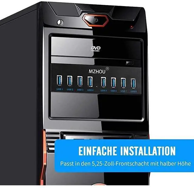 Alt view image 3 of 6 - FOR Front Panel USB 30 Hub 8 Port19 Pin to 8 Port USB 30 Hub for PC USB Flash Drives Transfer Speed up to 5 Gbps Fits Any 525 Computer Case Front Bay