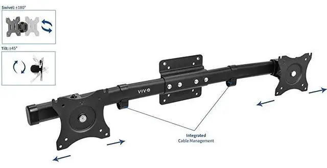 Alt view image 3 of 7 - Dual VESA Bracket Adapter Horizontal Assembly Mount for 2 Monitor Screens up to 27 inches MOUNTVW02A