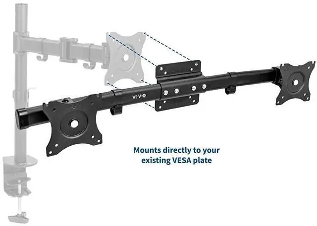 Alt view image 4 of 7 - Dual VESA Bracket Adapter Horizontal Assembly Mount for 2 Monitor Screens up to 27 inches MOUNTVW02A