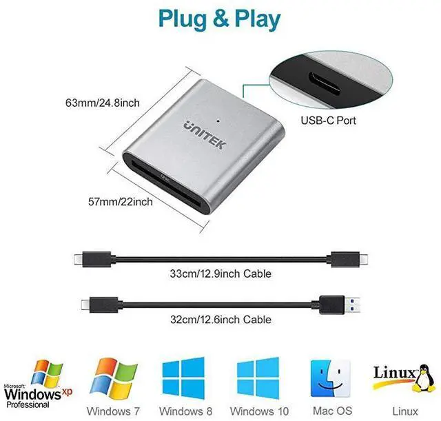 Alt view image 5 of 7 - for CFast Card Reader  USB 30 USB C CFast 20 Card Reader Portable Aluminum CFast Memory Card Adapter Thunderbolt 3 Port Connection Supported Compatible for SanDisk Lexar Transcend Sony Card