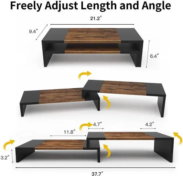Alt view image 6 of 7 - forDual Monitor Stand Riser for Computer Screens 2 Shelf Computer Monitor Stand with Adjustable Length and Angle PC Stand Desktop Stand Desktop Organizer Desk Riser
