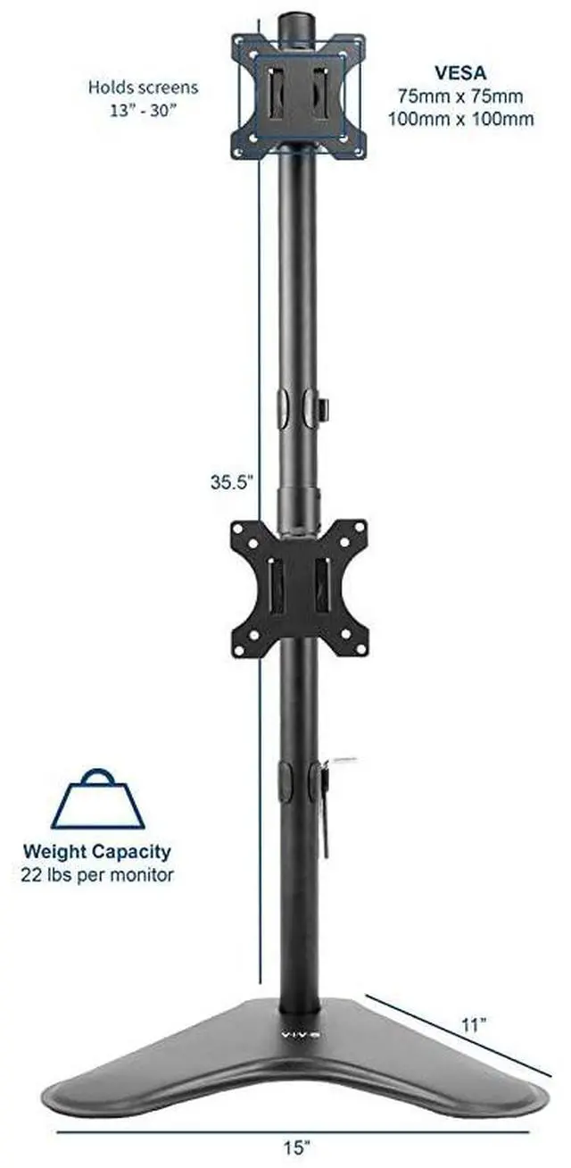 Alt view image 2 of 7 - forDual Monitor Desk Stand Freestanding LCD mount Holds in Vertical Position 2 Screens up to 30 STANDV002L