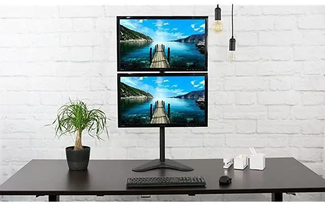Alt view image 4 of 7 - forDual Monitor Desk Stand Freestanding LCD mount Holds in Vertical Position 2 Screens up to 30 STANDV002L