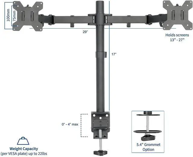 Alt view image 2 of 7 - forDual LCD LED 13 to 27 inch Monitor Desk Mount Stand Heavy Duty Fully Adjustable Fits 2 Screens STAND-V002